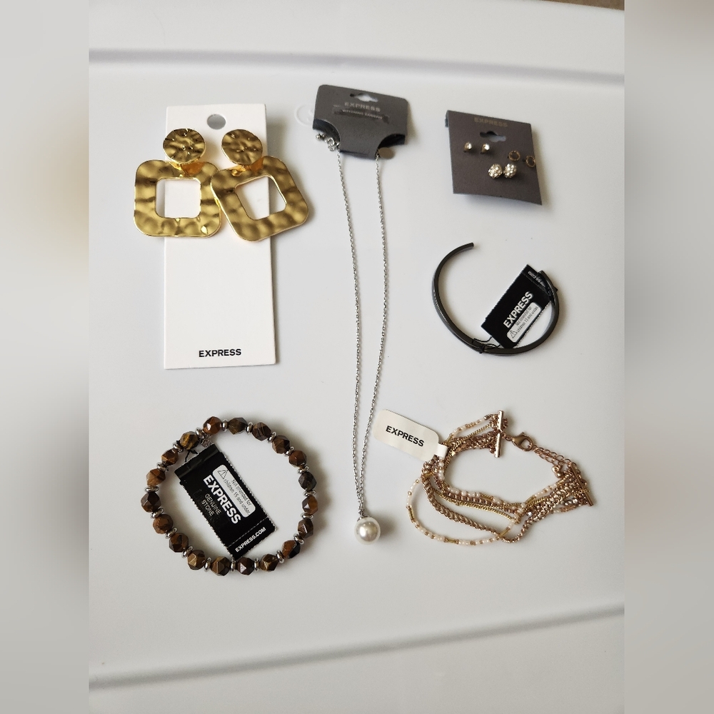 Express Jewelry Bundle Lot Of Earrings Bracelets Necklace NWT